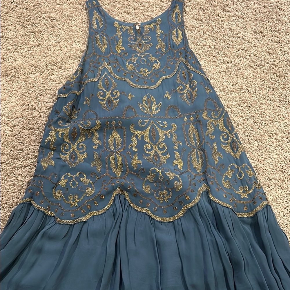Blue and Gold Free People Dress XS